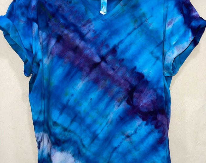 100% Cotton V Neck Women's T Shirt Hand Dyed