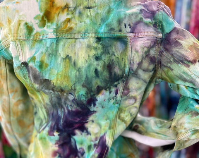 Old Navy Hand Dyed Upcycled Denim Jacket, Tie Dye Ice Dye