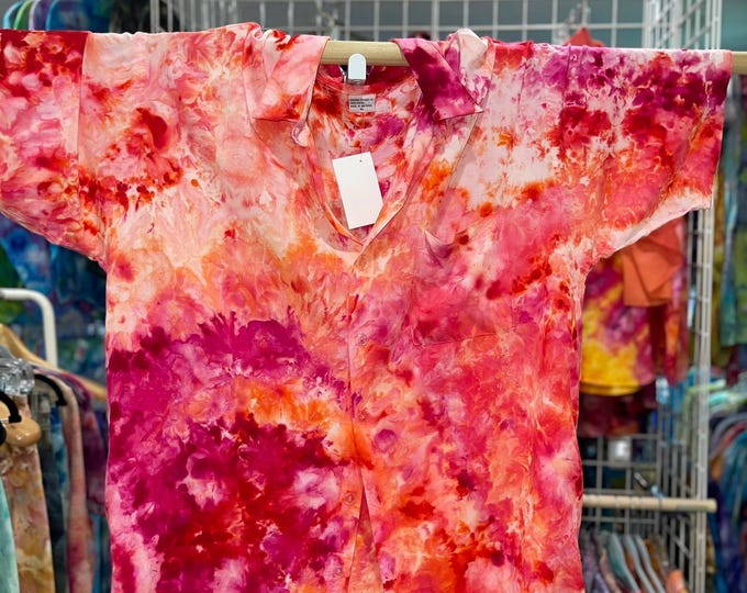 Bold Hand Dyed Tie Dye Men's Bali Rayon Summer Shirt XL