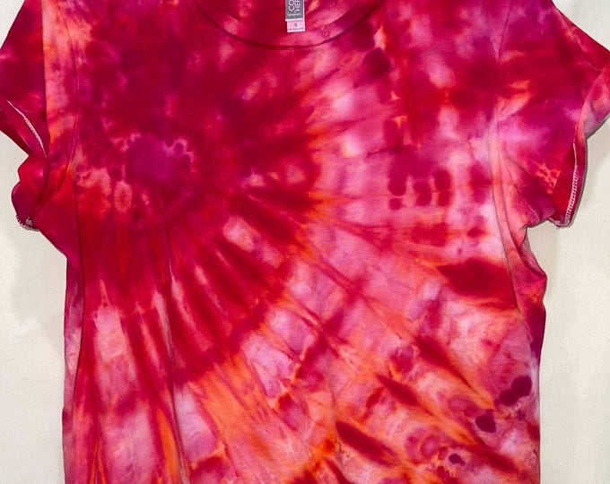 Hand-Dyed Cotton T-Shirt: Raspberry, Watermelon, Sorbet Summer Top