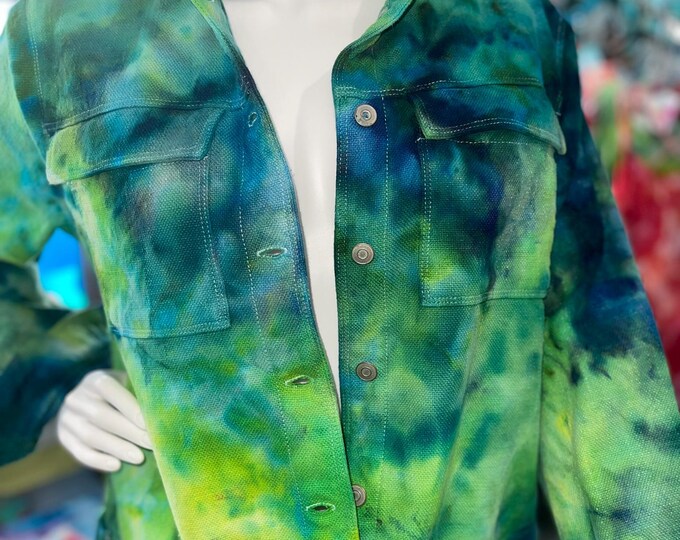 Hand Dyed Cotton Linen Jacket – Jones NY, Boho Retro Style