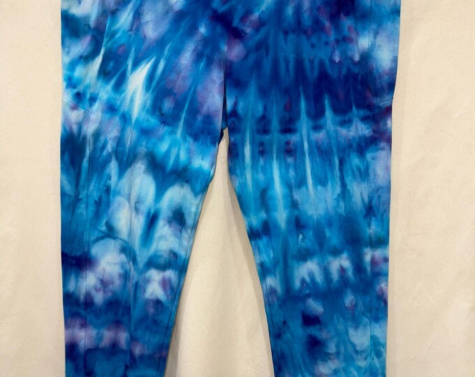 100% Cotton Plus Size Leggings with Side Cell Phone Pockets Tie Dyed