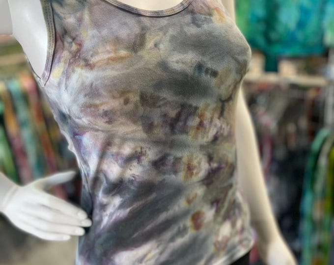 Stormy Grey Cotton Tank Top Unique One Of A Kind