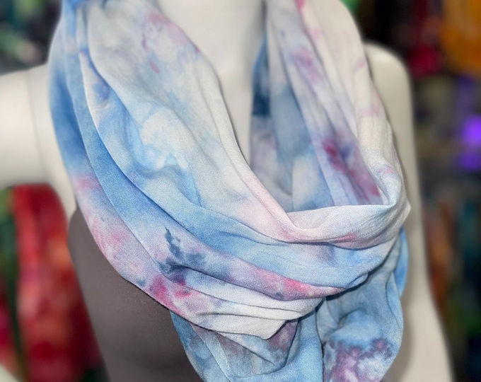 Hand Dyed Tie Dyed Soft Infinity Scarf 100% Rayon Knit