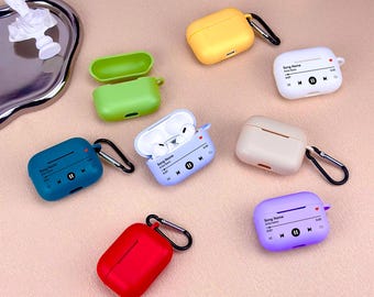 Personalized Music AirPods Case, Custom Solid Color Silicone AirPod Case for AirPods 1/2/3/4 Gen AirPods Pro 1/2/3,  Bridesmaid Gift
