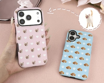 Custom Pet Photo Phone Case, Personalized Dog Cat Face iPhone Case, Cute Animal Pattern Cover, Gift for Pet Lovers, Christmas Gifts