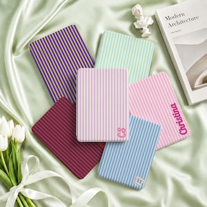 Personalized Striped Kindle Case with Strap Custom Initials for Paperwhite 12th 11th 10th Gen, Kindle 7" 6.8" 6", Kobo Colorsoft