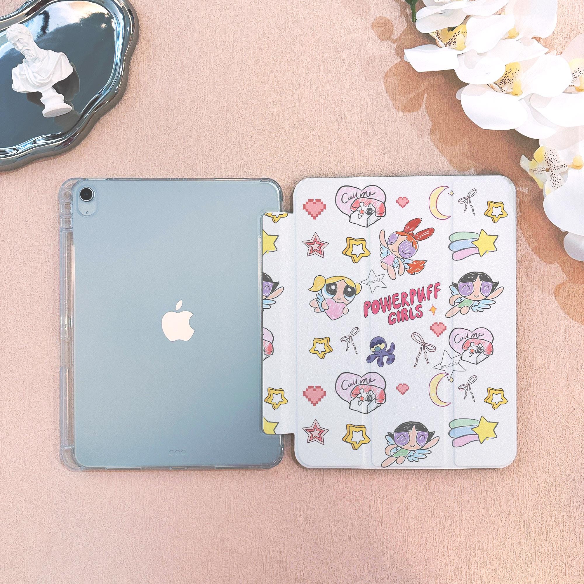 Cute Powerpuff Girls iPad Case With Pencil Holder for iPad 11/10/9
