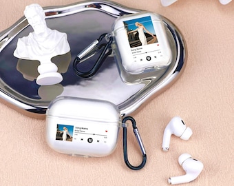 Custom Music Plaque AirPods Case, Album Cover for AirPods 1/2/3/4 Gen AirPods Pro 1/2/3, Personalized Photo Song Plaque Clear AirPods Cover