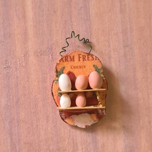 Repisa para huevos en miniatura para casa de muñecas, escala 1/12