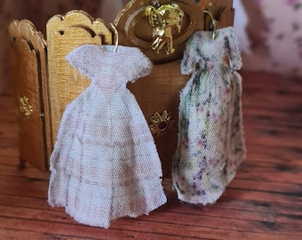 Dollhouse Room Divider with two dresses, 1/48 scale