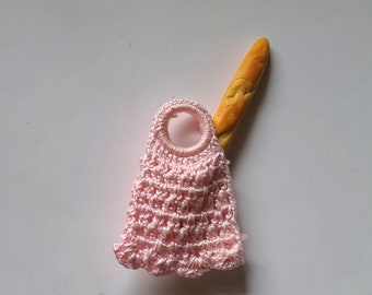 Dollhouse miniature shoppig crochet bag, 1/12 scale