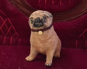 Dollhouse Miniature Pug Dog, 1/12 scale