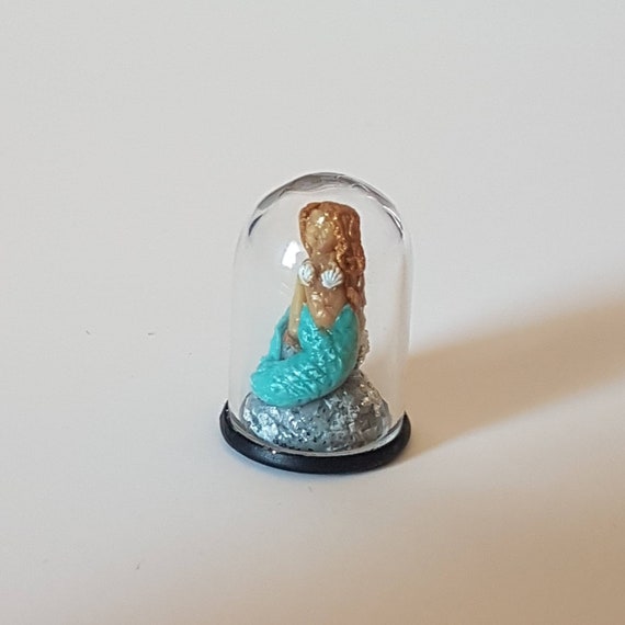 Dollhouse Miniature Mermaid in Glass Dome, 1/12 Scale