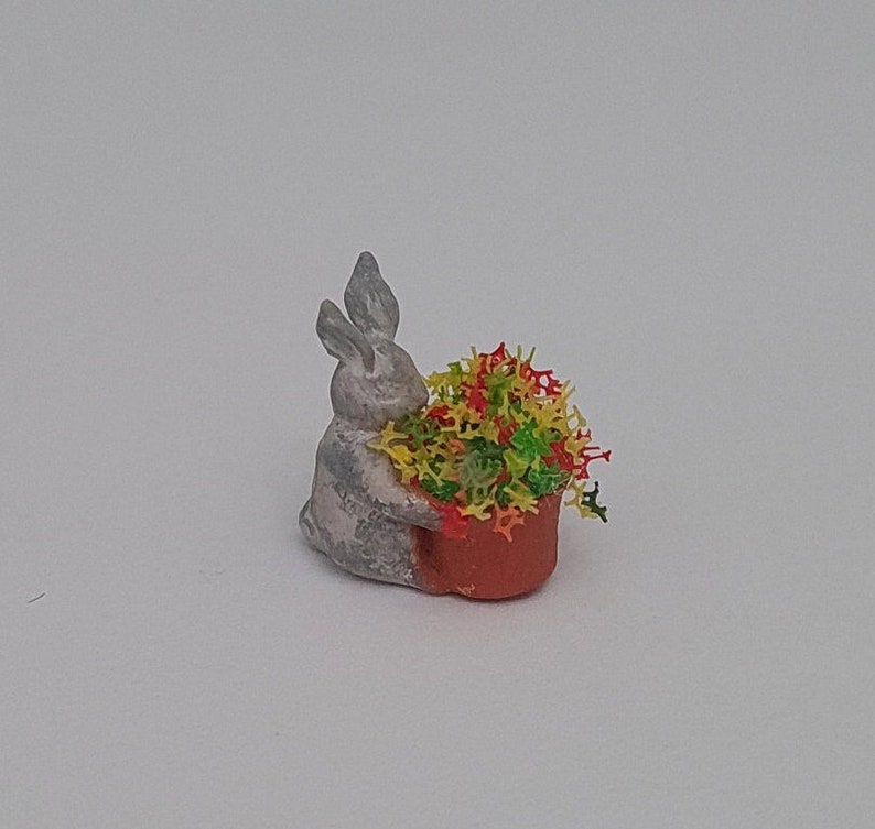 Dollhouse Miniature Rabbit Planter, 1/12 scale image 1