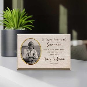 Grandpa Memorial Photo Frame: Custom Wood Remembrance Gift