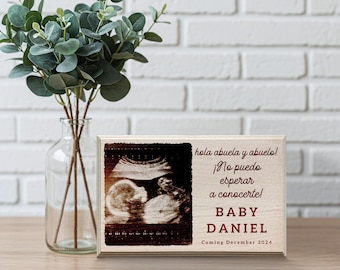 Spanish Pregnancy Announcement Gift for Grandparents, Handmade Wood Frame