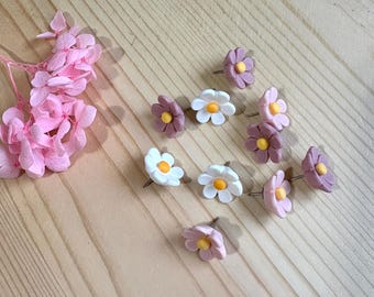 Chinchetas con forma de flor, chinchetas con forma de flor, chinchetas rosas, chinchetas rosas, accesorios para tablones de anuncios, accesorios para tablones de corcho