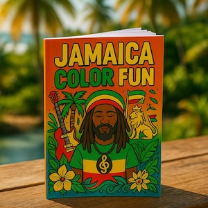Jamaica Coloring Book: Tropical Island Art, Rasta Vibes (Digital Download)