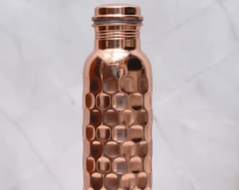 Pure Copper Water Bottle 1000ml | Heavy Brick Honeycomb | Handcrafted | Designed in Norway | Ayurvedic