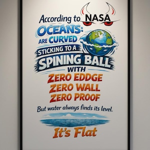 Flat Earth Comic Art Print | NASA Oceans Curved Poster (Digital Download)