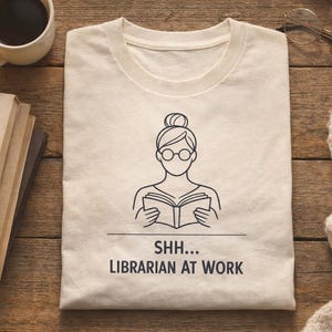 „Pst, Bibliothekar/in bei der Arbeit“-T-Shirt, „Pst, Bibliothekar/in“-Shirt, „Bitte leise sein“-T-Shirt, Geschenk für Bibliothekare/innen mit technischem Hintergrund, Geschenk für Bibliothekare/innen im öffentlichen Dienst, Schulbibliothekare/innen