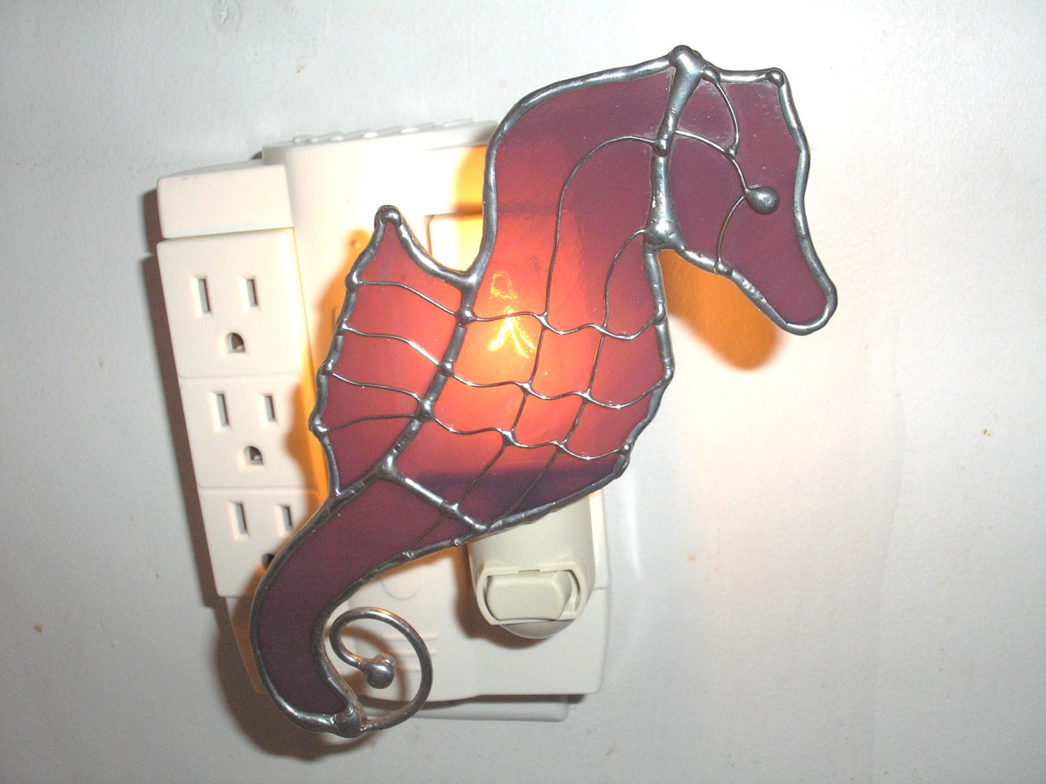 LT Stained glass Seahorse night light lamp wall accent Etsy