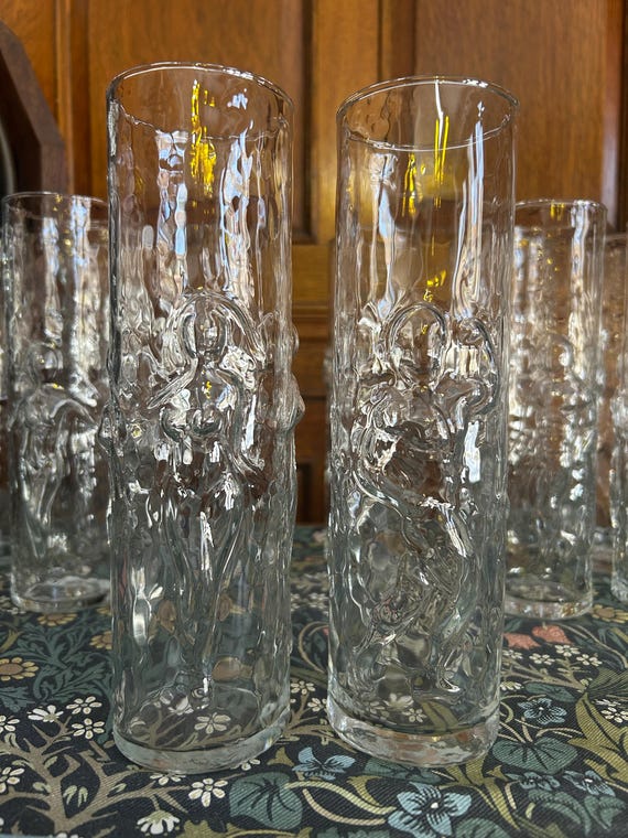 Vintage Libbey L'Homme & La Femme High Ball Glasses - Vintage Barware