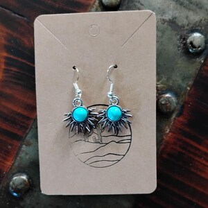 Boho Western Turquoise Dangle Earrings | Cowgirl Statement Jewelry | Country Rodeo Accessories