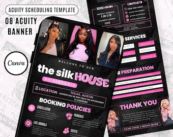 Black and Pink Acuity Scheduling Template for Hair Stylists, Lash Techs and MUAs, Hairstylist Scheduling Website, DIY Booking Site Canva