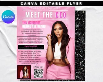 Meet the CEO Flyer, Women's Business Canva Template (1080x1350 px) (Digital Download