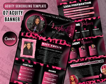 Lash Tech Acuity Scheduling Template, Black Pink Lash Tech Website Acuity Template Scheduling, Lash Template Acuity Canva Template Lash Tech