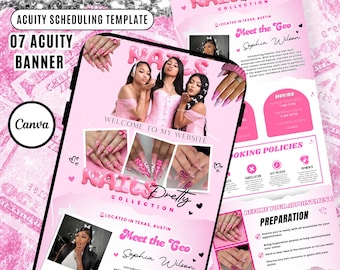 Pink Acuity Scheduling Template Nailtech Acuity Canva Nail Scheduling Acuity Website Nail Template Acuity Scheduler Nail Stylist Acuity Site