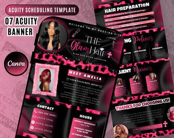 Black and Pink Acuity Scheduling Template for Hair Stylists, Lash Techs and MUAs, Hairstylist Scheduling Website, DIY Booking Site Canva
