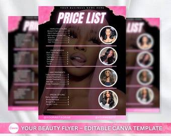 Editable Price List Template Canva: Salon Pricing Guide (Digital Download)
