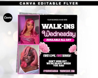 Walk-Ins Wednesday Flyer: Hair Salon, Makeup, Lashes (Digital Download)