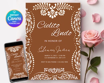 Cielito Lindo Birthday Invitation, Mexican Fiesta Digital Invite, Terracotta Editable Template, Digital Download
