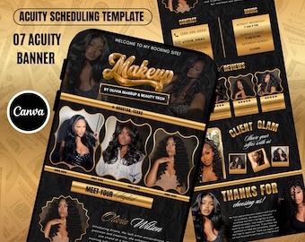 Makeup Acuity Scheduling Template Black Gold Makeup Artist Acuity Website Design Canva Template Acuity Booking Site MUA Appointment Schedule