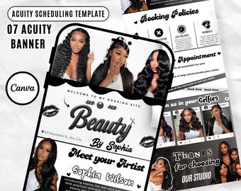 Cream Acuity Scheduling Template Hair Stylist, Acuity Scheduling Template, Booking site template Lash Makeup Hair Scheduling Template Canva