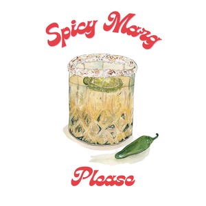 Spicy Marg Illustration, Spicy Margarita Clip Art, Jalapeño