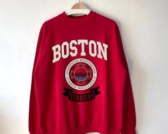 Vintage 90s Boston University Sweatshirt, Boston Terrier Shirt, Boston University Hoodie