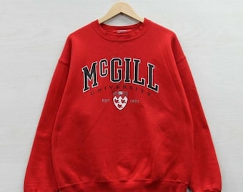 Vintage 90s Mcgill University Crewneck Sweatshirt, Mcgill University Sweater, Mcgill University Hoodie, Mcgill University Shirt