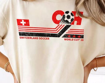 Schweiz fotbolls-VM 2026 bekväma färger t-shirt, Schweiz fotbollsfan-t-shirt