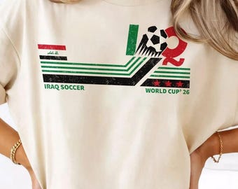 Irak fotbollsvärld Vintage komfortfärger skjorta, Irak fotbollströja
