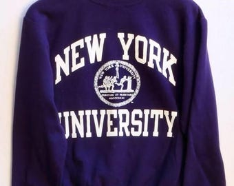 Sudadera vintage de la Universidad de Nueva York de los años 90, sudadera con capucha de la Universidad de Nueva York, camiseta de la Universidad de Nueva York