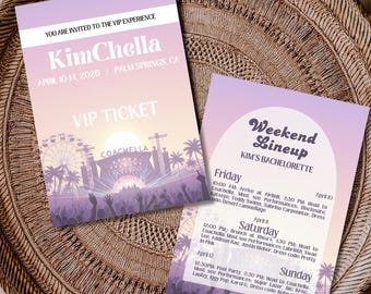 Bach-chella Bachelorette Itinerary Custom Template | Music Festival Bachelorette Invitation (Canva Digital Download)