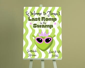 Last Romp in the Swamp Bachelorette/Bridal Shower Welcome Sign Template | Ogre Fairy Tale Theme (Canva Digital Download)