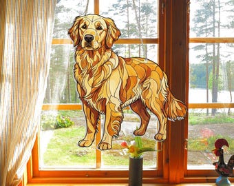 Atrapasol Golden Retriever, adorno acrílico con efecto vitral para perro