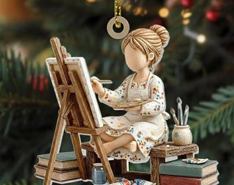 Adorno navideño personalizado de artista, nombre personalizado, regalo de pintor