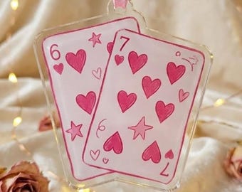 Adorno de San Valentín con naipes, acrílico para ventana Coquette